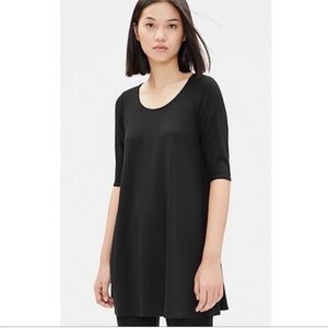 Eileen Fisher Black Jersey Knit Tunic Top